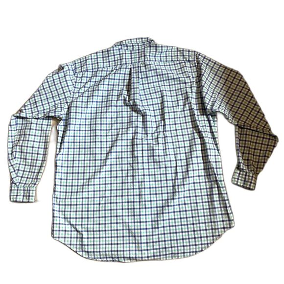 Ralph Lauren Button Down Shirt Two Tone Blue Big Plaid Cotton Preppy Size XLT - Picture 2 of 4